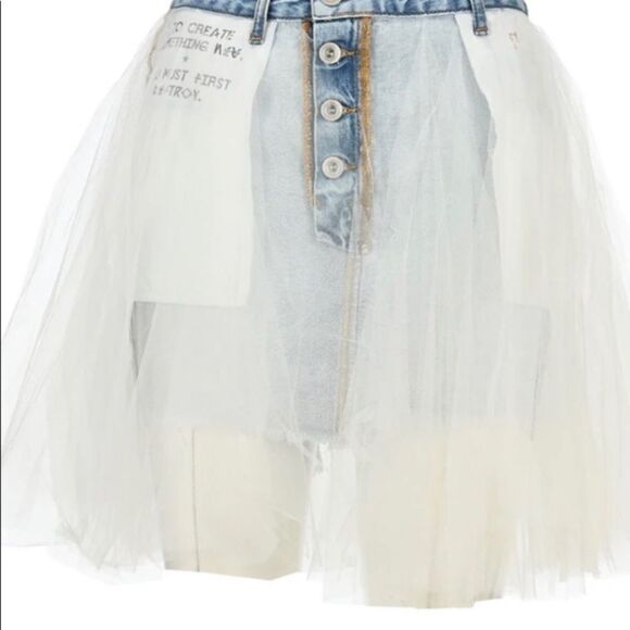 Ben Taverniti Unravel project reversible jean/ tulle skirt, size 25 - Picture 6 of 13